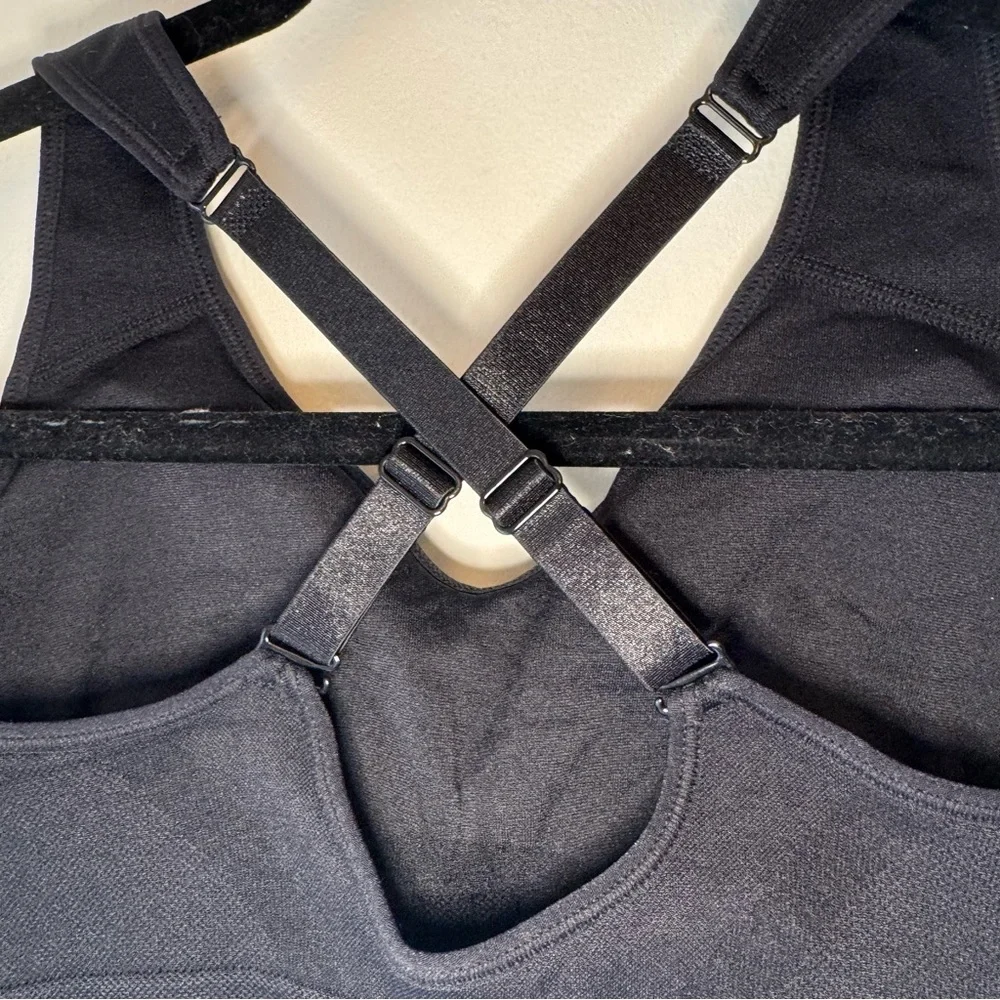 Puma Black V-Neck Sports Bra with Wide Straps 0044 - Picture 7 of 13